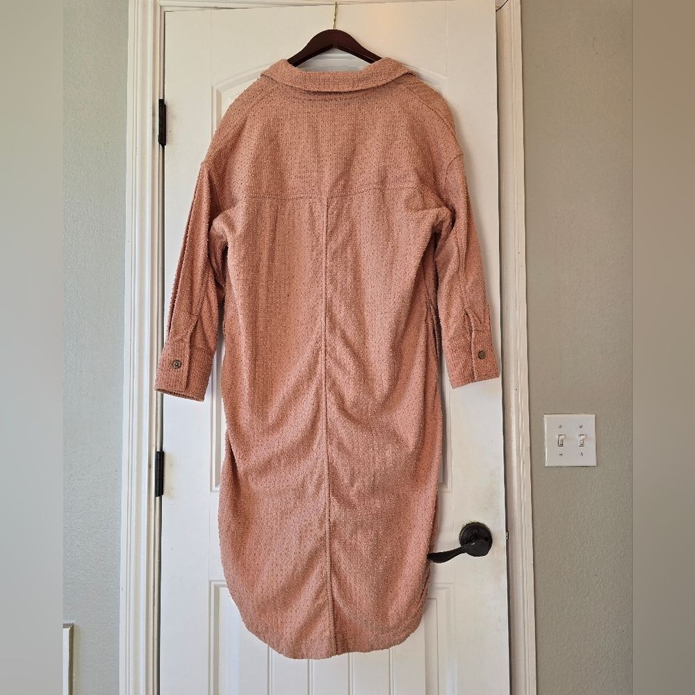 NWT Free People Textured Shacket Boho Mauve Duster Oversized Button Dwn Dress Xs - Picture 6 of 12
